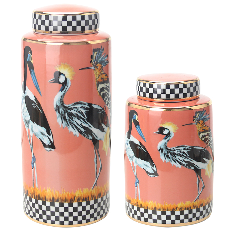 Ваза с крышкой Storks Vase Розовый Лососёвый Черно-белый Мульти Ваза с крышкой Storks Vase Розовый Лососёвый Черно-белый Мульти в Твери | Loft Concept
