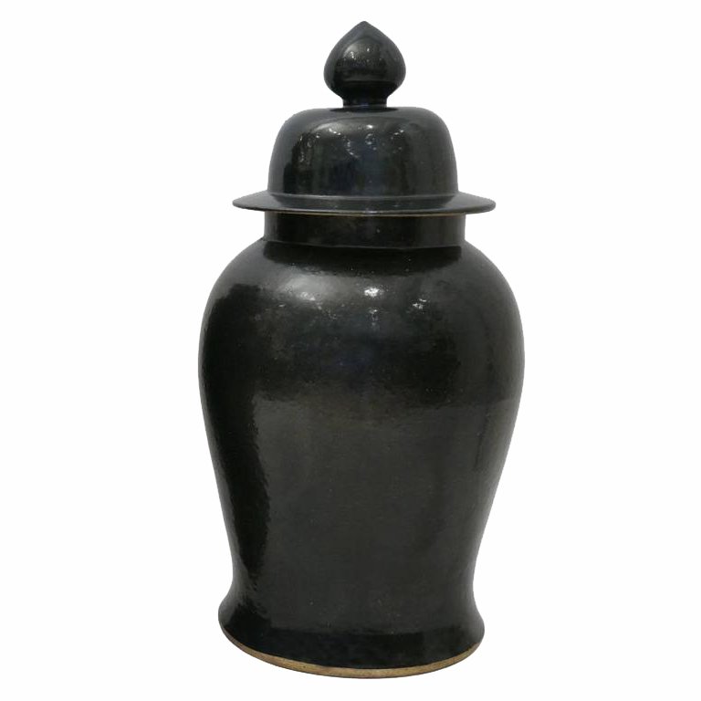 Ваза Black Ceramic Chinese Jars with Lids Черный Ваза Black Ceramic Chinese Jars with Lids Черный в Твери | Loft Concept