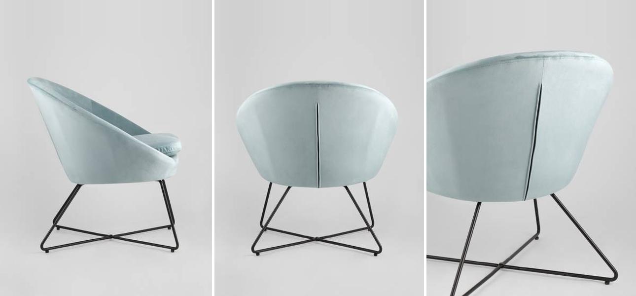 Кресло Avital пыльно-голубой велюр - фото №1