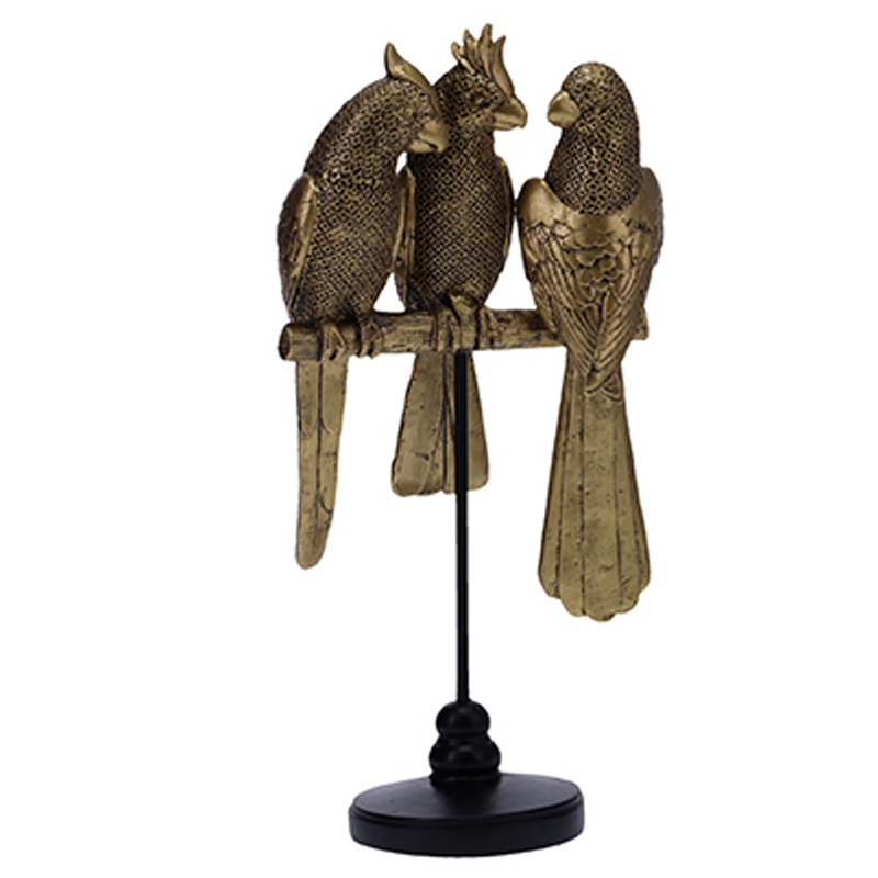 Статуэтка Three Golden Parrots Золотой Черный Статуэтка Three Golden Parrots Золотой Черный в Твери | Loft Concept