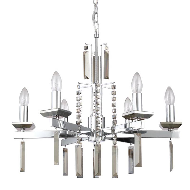 Люстра Vivien Crystal Chrome Chandelier 6 Хром Серый Люстра Vivien Crystal Chrome Chandelier 6 Хром Серый в Твери | Loft Concept