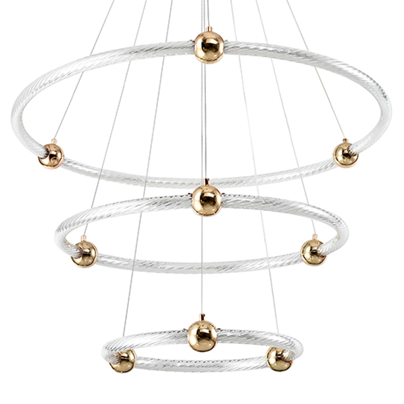 Люстра подвесная светодиодная c плафонами в виде колец Lighting Rings Gold Золотой Белый Люстра подвесная светодиодная c плафонами в виде колец Lighting Rings Gold Золотой Белый в Твери | Loft Concept