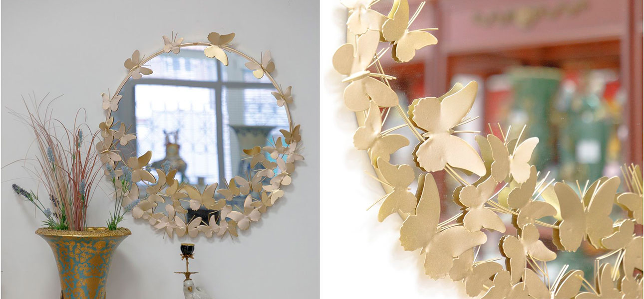Зеркало круглое Golden Butterflies - фото