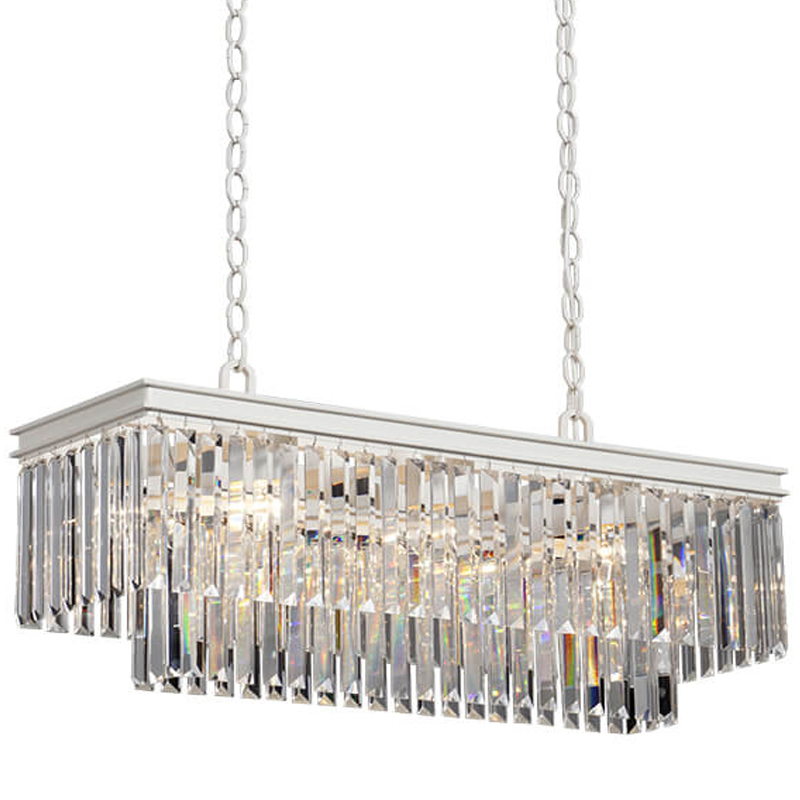 Люстра RH 1920s Odeon Clear Glass Rectangular Chandelier White iron Длина 80 Белый Прозрачное Стекло Люстра RH 1920s Odeon Clear Glass Rectangular Chandelier White iron Длина 80 Белый Прозрачное Стекло в Твери | Loft Concept