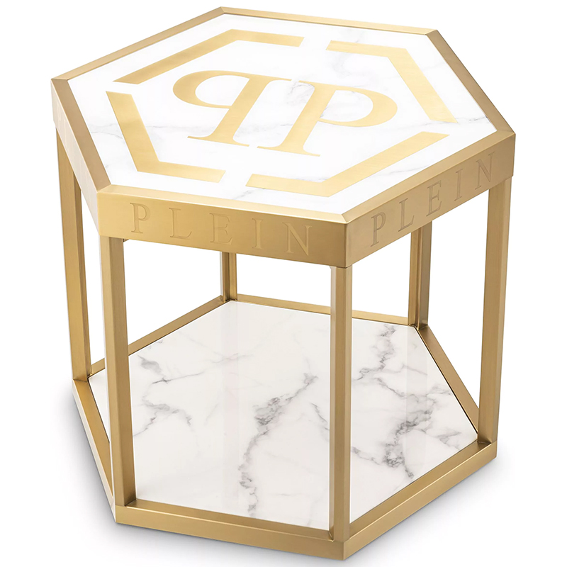 Приставной стол Philipp Plein Side Table Billionaire Золотой Белый Мрамор Bianco Приставной стол Philipp Plein Side Table Billionaire Золотой Белый Мрамор Bianco в Твери | Loft Concept
