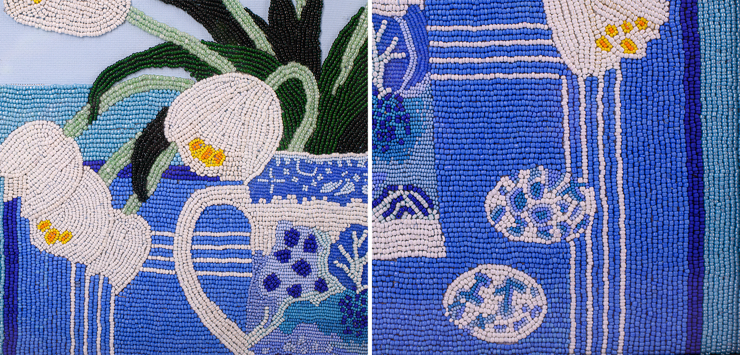 Картина ручная вышивка бисером White Tulips - фото