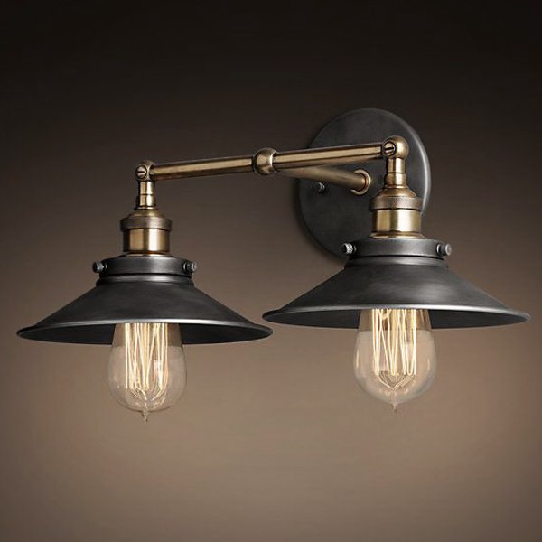Бра Loft Cone 20th c.Factory filament Pendant Double Бронза Черный Бра Loft Cone 20th c.Factory filament Pendant Double Бронза Черный в Твери | Loft Concept