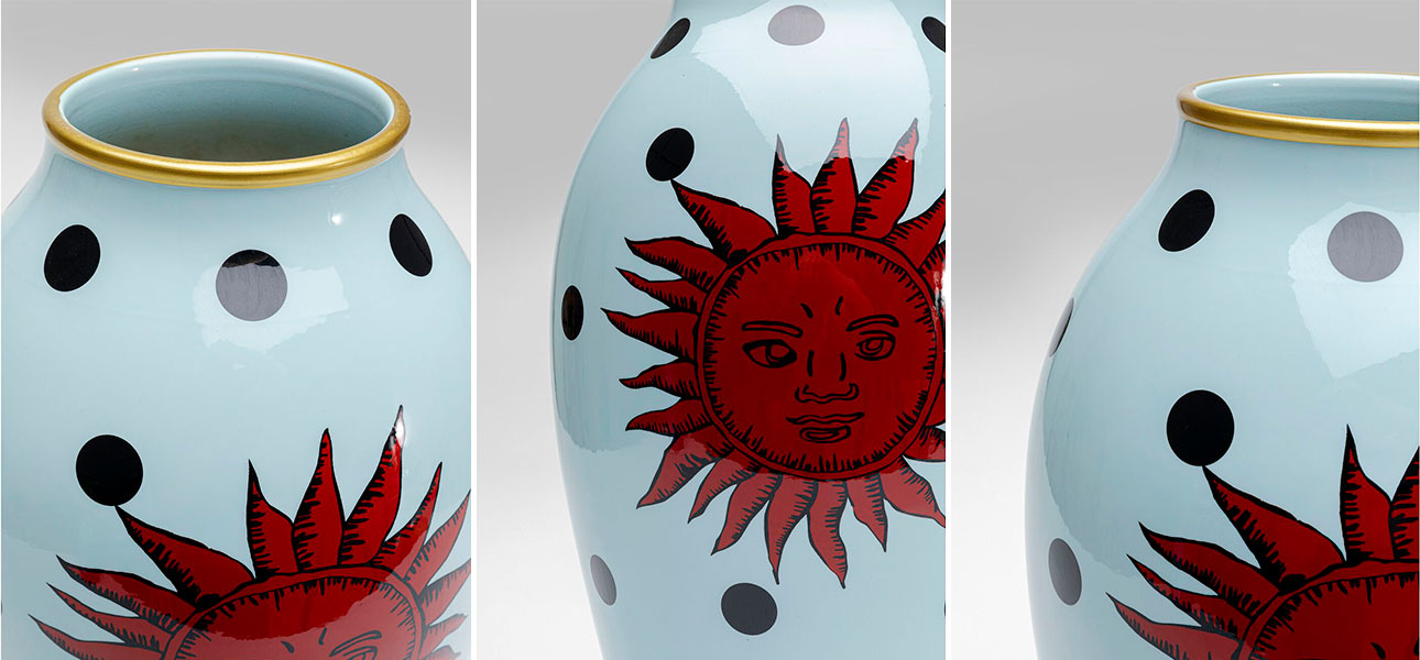 Ваза белая орнамент солнце Red Sun - фото