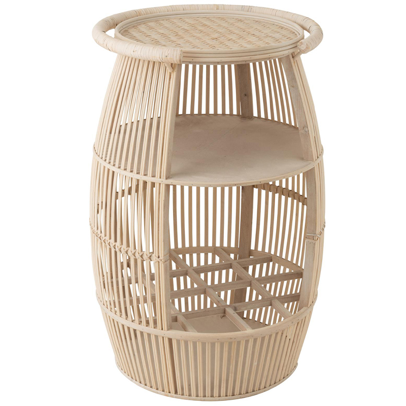 Круглый приставной стол из ротанга Lowe Wicker Side Table Бежевый Круглый приставной стол из ротанга Lowe Wicker Side Table Бежевый в Твери | Loft Concept