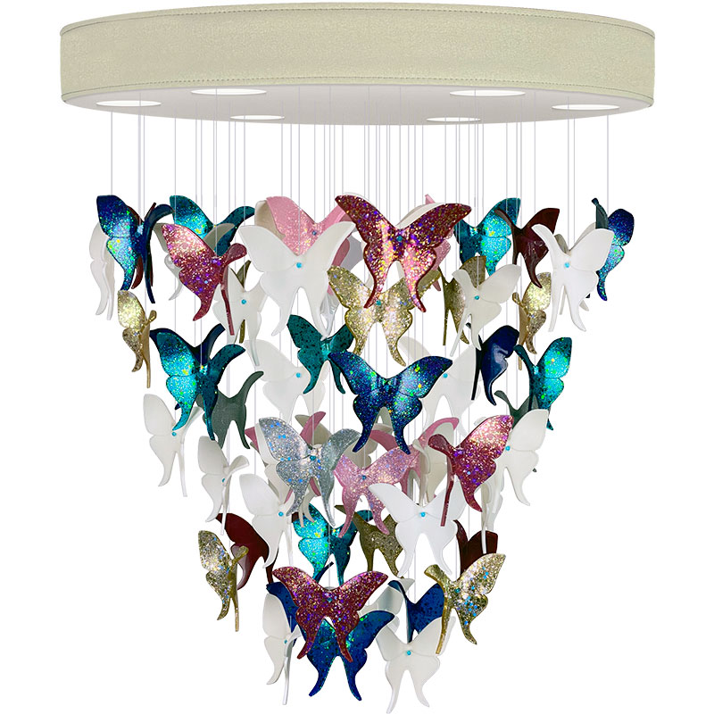 Люстра Цветные Бабочки Жемчужно-серая база Night Butterflies Chandelier Multi Color Бежево-серый Мульти Люстра Цветные Бабочки Жемчужно-серая база Night Butterflies Chandelier Multi Color Бежево-серый Мульти в Твери | Loft Concept
