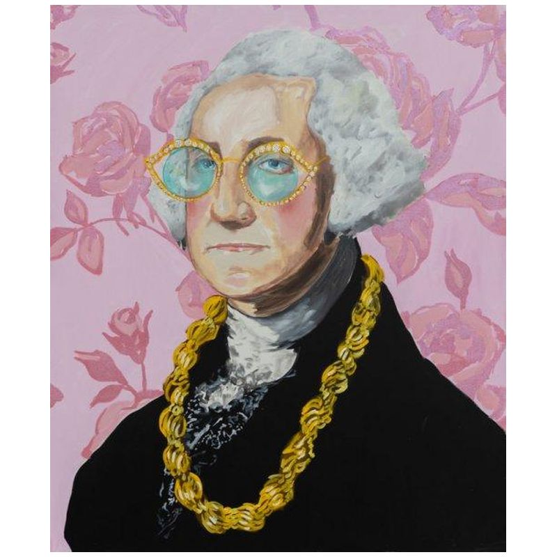 Картина George Washington with Donkey Rope and Pink Floral Background Мульти Картина George Washington with Donkey Rope and Pink Floral Background Мульти в Твери | Loft Concept