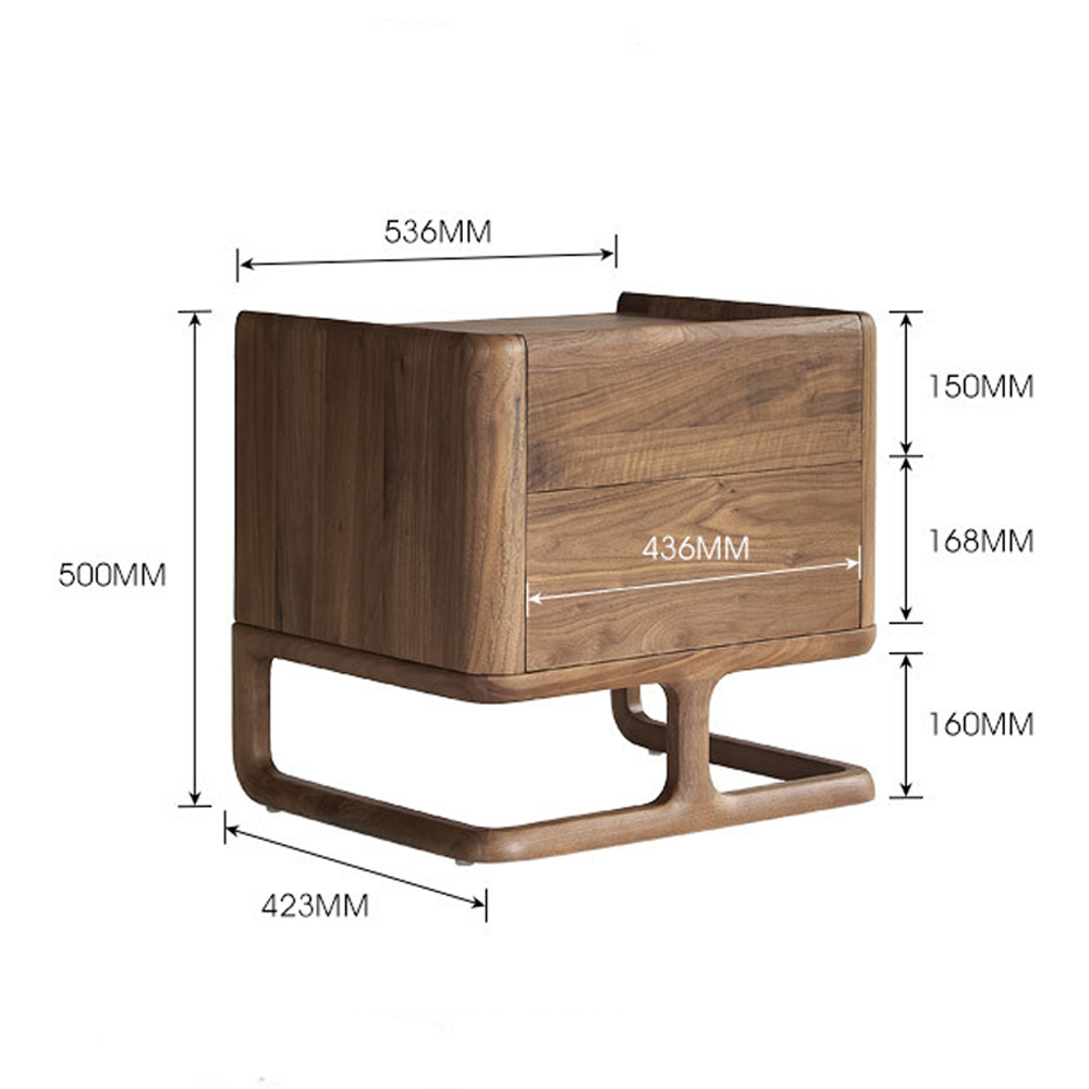 Прикроватный деревянный столик с 2-мя ящиками Moon Walnut Furniture Прикроватный деревянный столик с 2-мя ящиками Moon Walnut Furniture в Твери