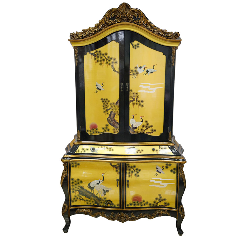 Китайский шкаф Grus cabinet Черный Золотой в Твери | Loft Concept 
