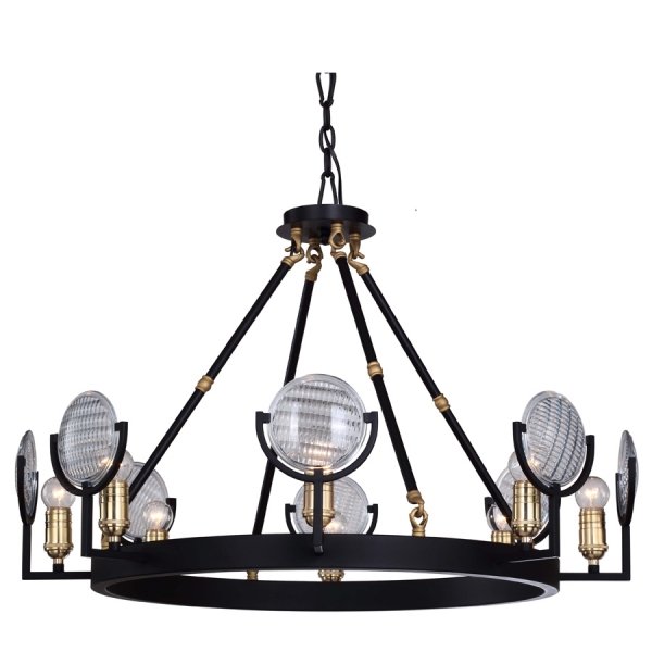 Люстра RH Gaslight Lens Chandelier 8 Черный Люстра RH Gaslight Lens Chandelier 8 Черный в Твери | Loft Concept