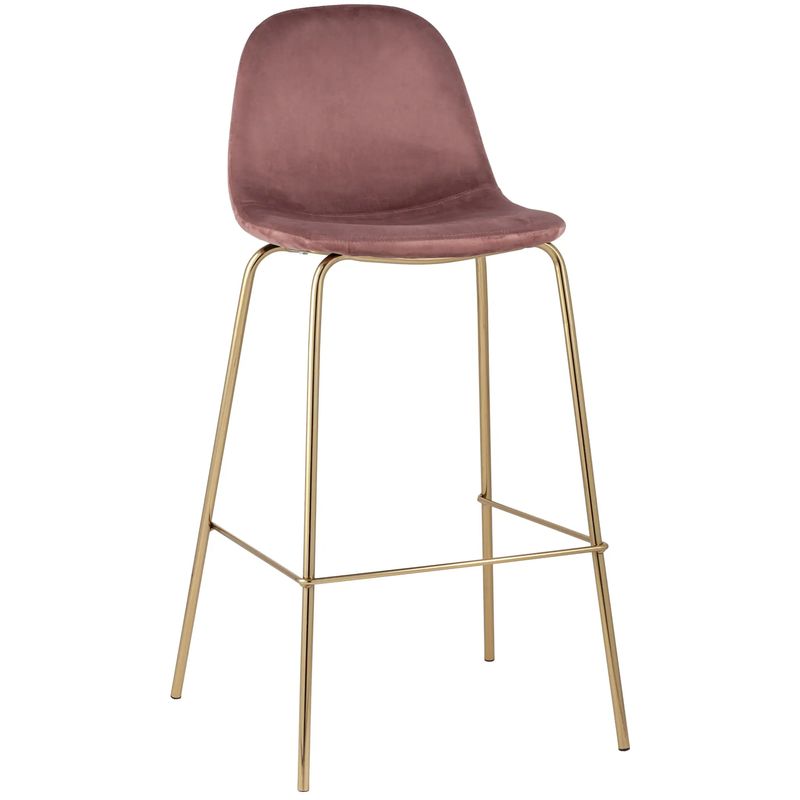 Барный Стул Archie Chair Пыльно-Розовый Велюр Розовый пастельный Золотой в Твери | Loft Concept 