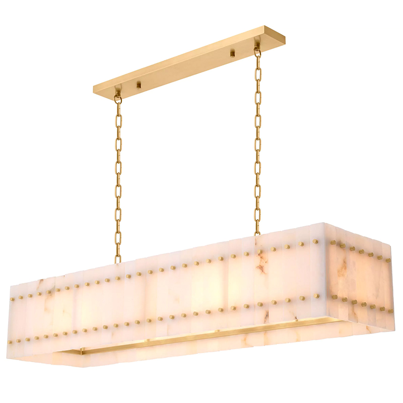 Люстра Eichholtz Chandelier Ruby Rectangular Alabaster Латунь Бежевый Белый Мрамор Bianco Люстра Eichholtz Chandelier Ruby Rectangular Alabaster Латунь Бежевый Белый Мрамор Bianco в Твери | Loft Concept