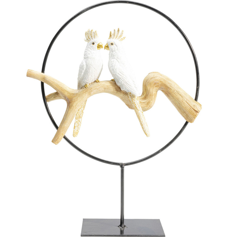 Статуэтка White Parrots in a ring Белый Древесина Черный Статуэтка White Parrots in a ring Белый Древесина Черный в Твери | Loft Concept