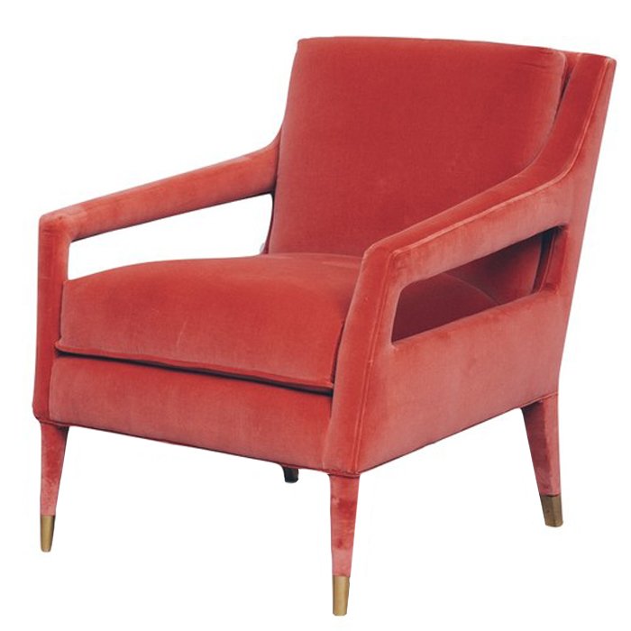 Кресло Open Arm Club Chair Красный Латунь Кресло Open Arm Club Chair Красный Латунь в Твери | Loft Concept