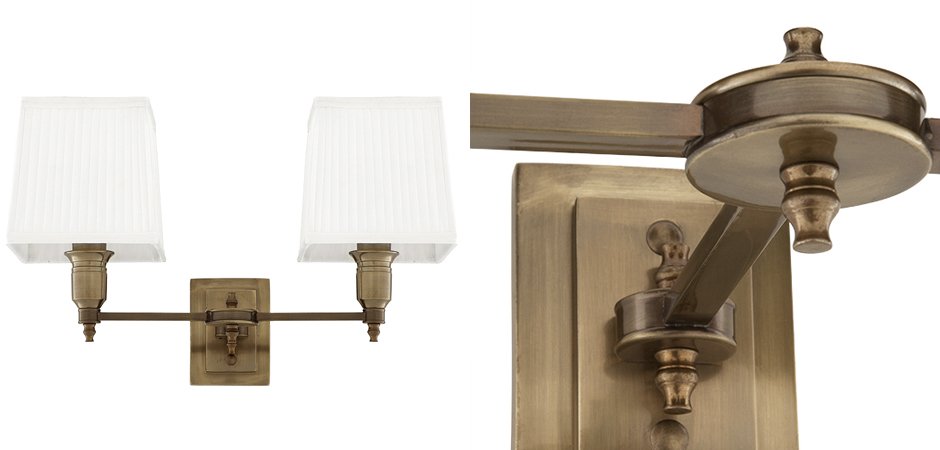 Бра Wall Lamp Lexington Double Brass+White Бра Wall Lamp Lexington Double Brass+White - Loft-Concept в Твери