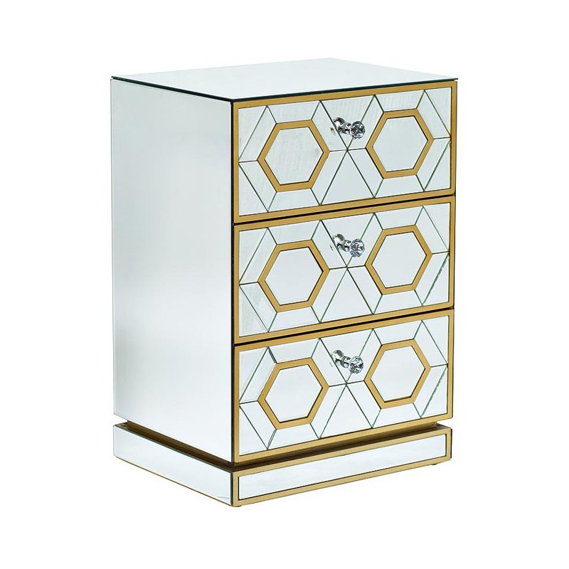 Комод зеркальный с 3-мя ящиками Mirrored Commode 3 drawers Золотой Комод зеркальный с 3-мя ящиками Mirrored Commode 3 drawers Золотой в Твери | Loft Concept