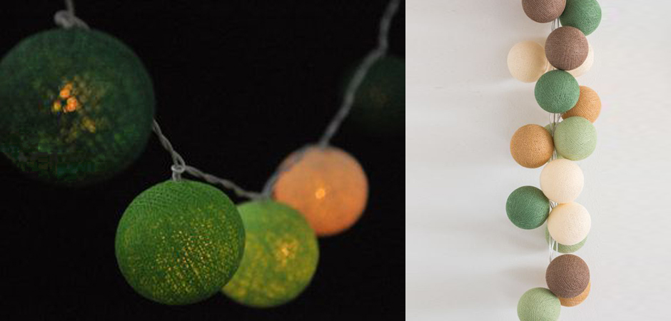 Гирлянда хлопковые фонарики Сotton Ball Forest Green - Loft-Concept в Твери