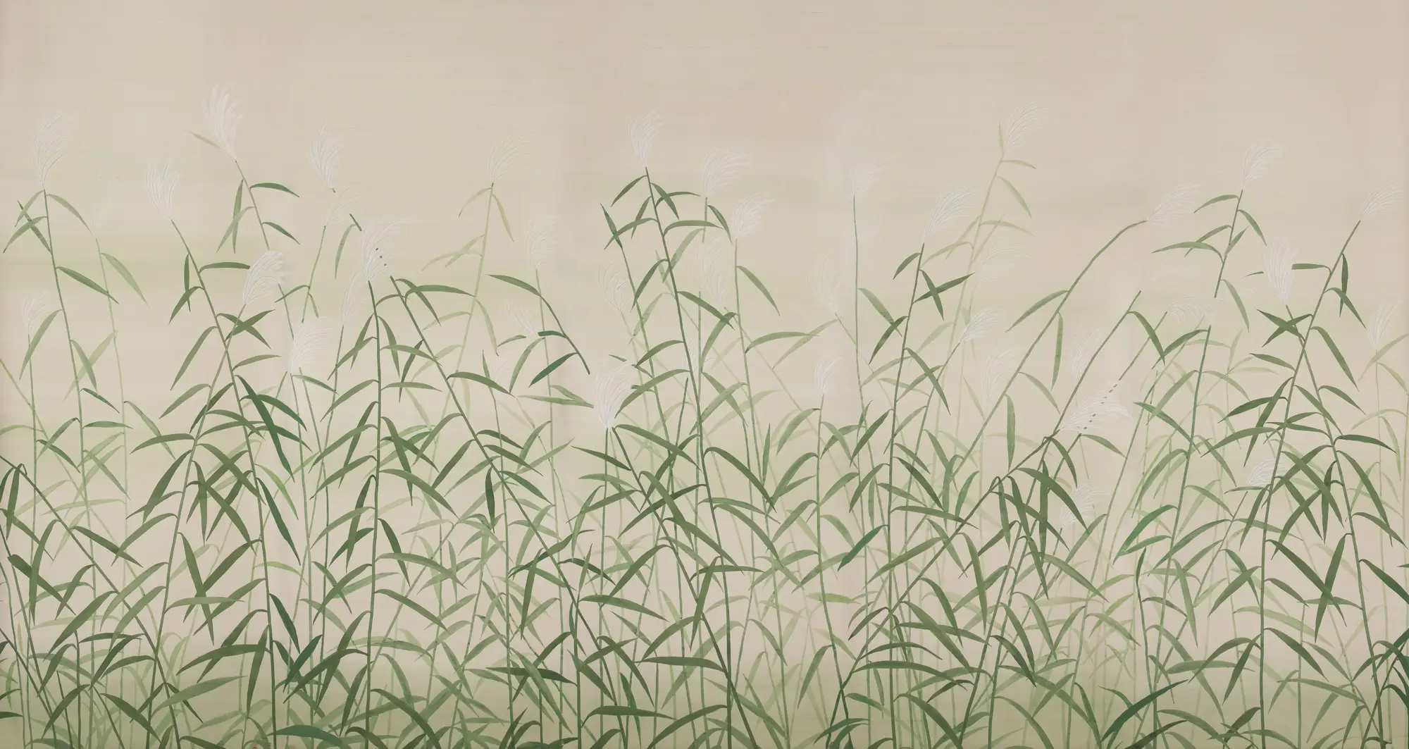 Обои ручная роспись Wild Grasses Special Colourway on Bleached Silver slub silk Обои ручная роспись Wild Grasses Special Colourway on Bleached Silver slub silk - постер Loft-Concept в Твери