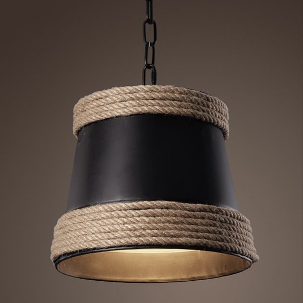 Подвесной светильник Black & Hemp Pendant Lamp Черный Подвесной светильник Black & Hemp Pendant Lamp Черный в Твери | Loft Concept