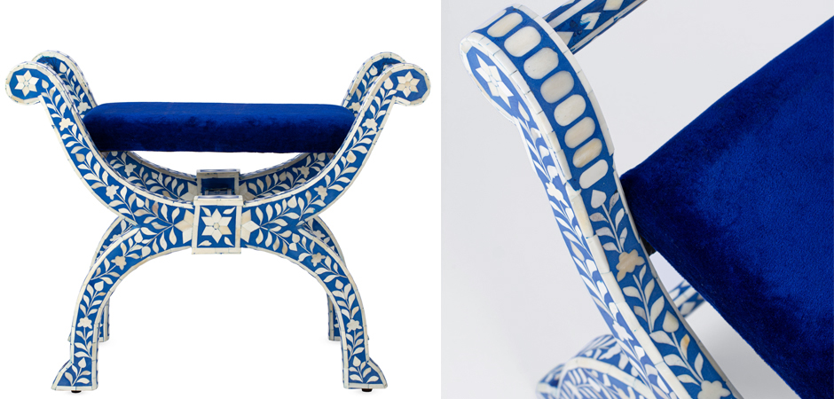 Табурет отделка кость голубой BONE INLAY Jenny Stool Табурет отделка кость голубой BONE INLAY Jenny Stool - Loft-Concept в Твери