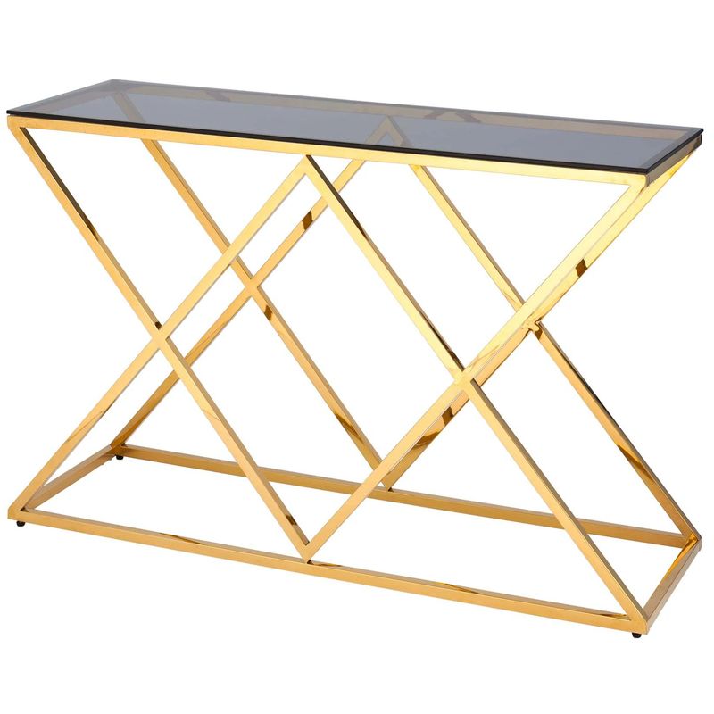 Консоль Geometry Rhombus Gold Золотой Стекло Смок Консоль Geometry Rhombus Gold Золотой Стекло Смок в Твери | Loft Concept