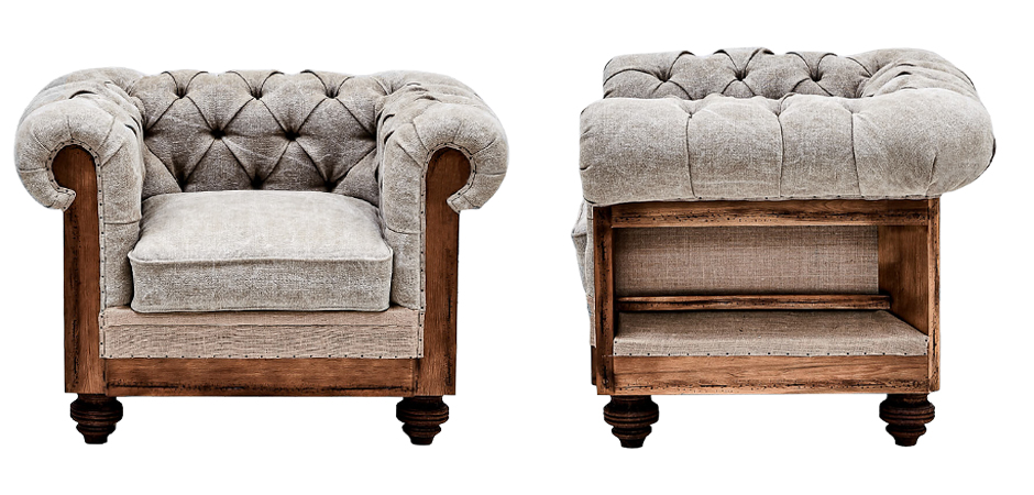 Кресло Deconstructed Chesterfield Armchair Gray Кресло Deconstructed Chesterfield Armchair Gray - Loft-Concept в Твери