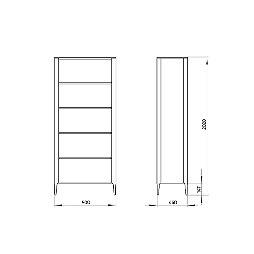 Стеллаж прямой молочного цвета с открытыми полками Type  в Твери