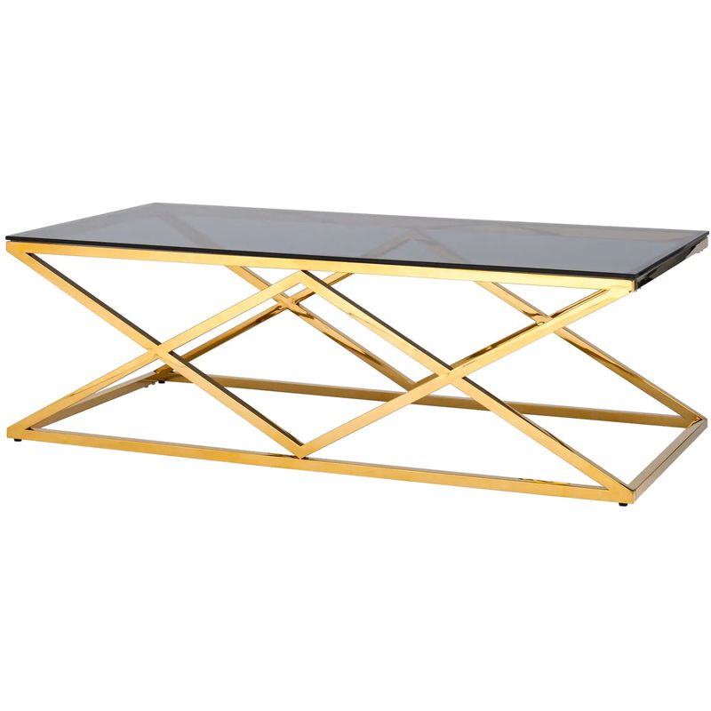 Столик кофейный Geometry Rhombus Gold Золотой Стекло Смок Столик кофейный Geometry Rhombus Gold Золотой Стекло Смок в Твери | Loft Concept