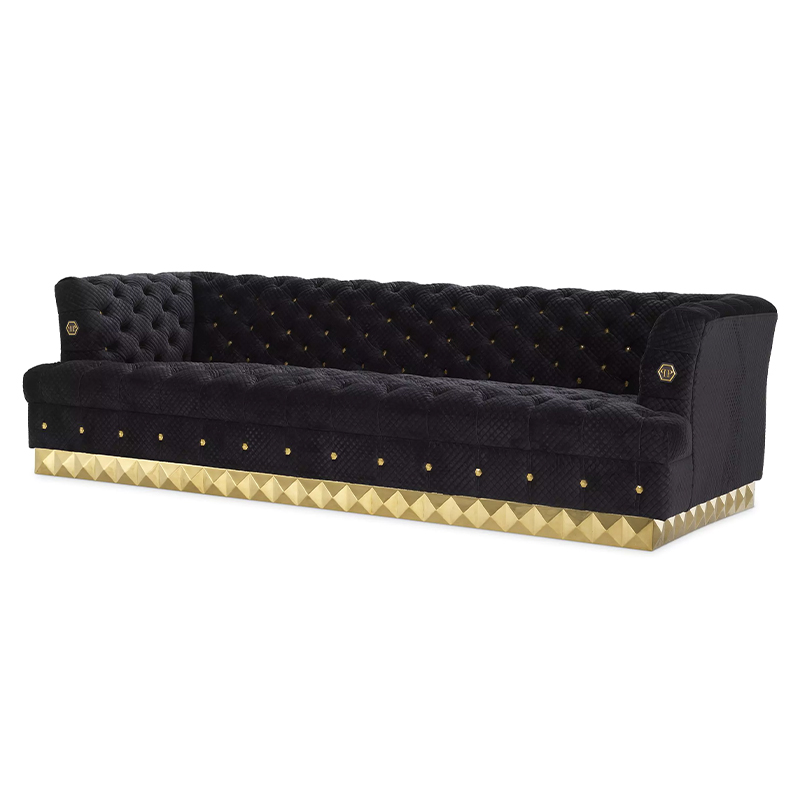 Диван Philipp Plein Sofa Rockstud S Чёрный Черный Золотой Диван Philipp Plein Sofa Rockstud S Чёрный Черный Золотой в Твери | Loft Concept