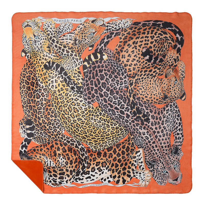 Плед Hermes Leopards Orange Оранжевый Коричневый Плед Hermes Leopards Orange Оранжевый Коричневый в Твери | Loft Concept