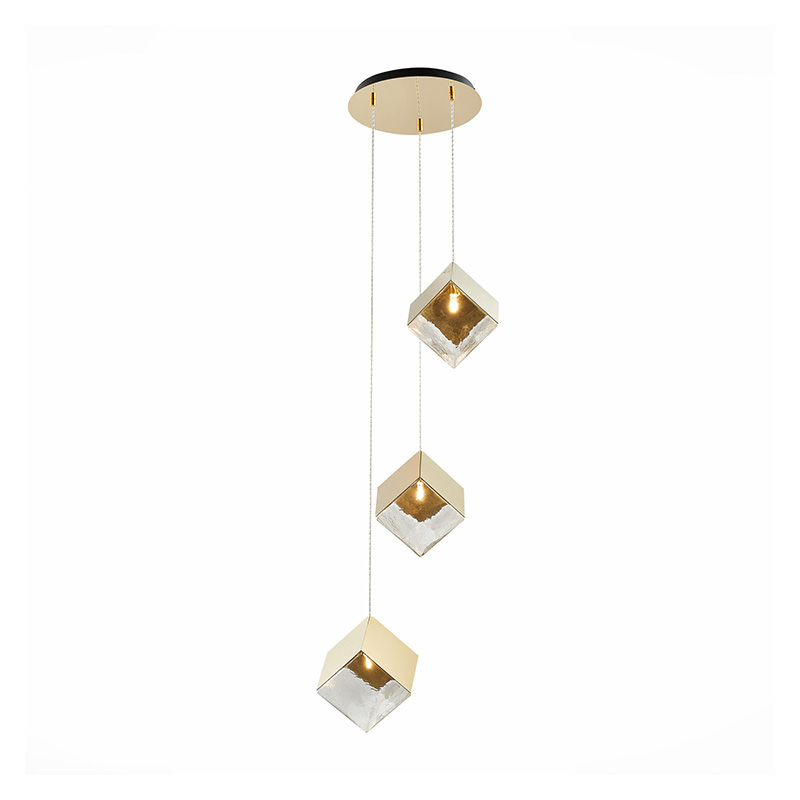 Потолочная люстра Pyrite Chandelier gold cube 3 Золотой Прозрачный Потолочная люстра Pyrite Chandelier gold cube 3 Золотой Прозрачный в Твери | Loft Concept