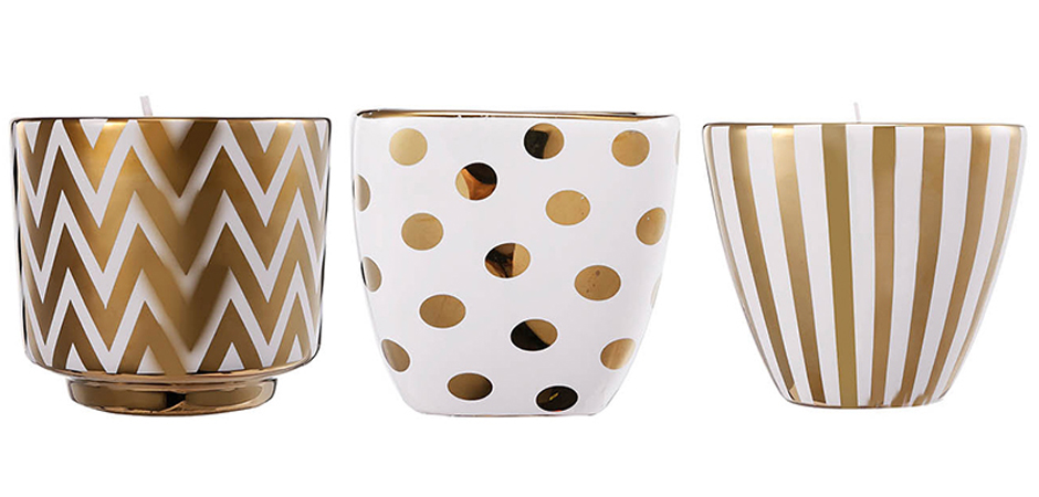 Набор из 3-х подсвечников Gold & White Ornament Набор из 3-х подсвечников Gold & White Ornament - Loft-Concept в Твери