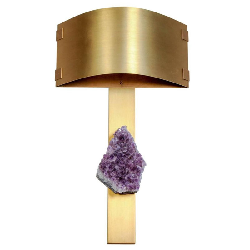 Бра Natural Amethyst and Curved Shades Wall Lamp Латунь Сиреневый Бра Natural Amethyst and Curved Shades Wall Lamp Латунь Сиреневый в Твери | Loft Concept