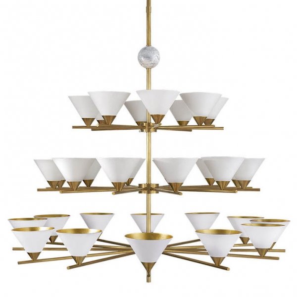 Люстра Cleo Three-tier Chandelier Латунь Белый Люстра Cleo Three-tier Chandelier Латунь Белый в Твери | Loft Concept