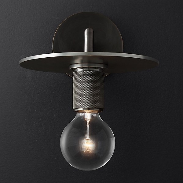 Бра RH Utilitaire Knurled Disk Shade Sconce Black Темная бронза Бра RH Utilitaire Knurled Disk Shade Sconce Black Темная бронза в Твери | Loft Concept