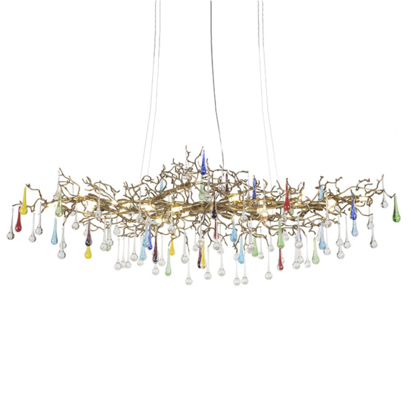 Люстра Waterfall Chandelier Colored Drops Золотой Прозрачный Мульти Люстра Waterfall Chandelier Colored Drops Золотой Прозрачный Мульти в Твери | Loft Concept