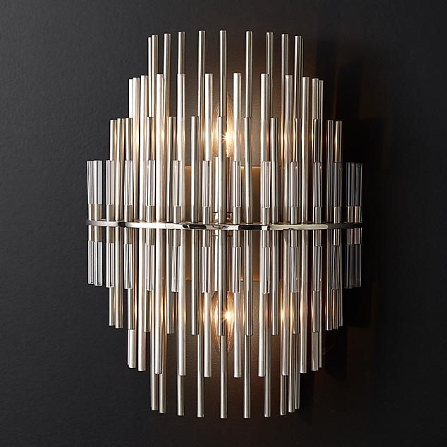 Бра Restoration Hardware Emile Sconce Chrome Прозрачный Латунь Античная полированная Оловянный в Твери | Loft Concept 