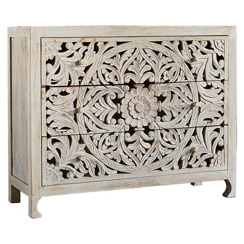 Комод Indian Antique White Furniture Chest of Drawers Kailash белый Белый Комод Indian Antique White Furniture Chest of Drawers Kailash белый Белый в Твери | Loft Concept