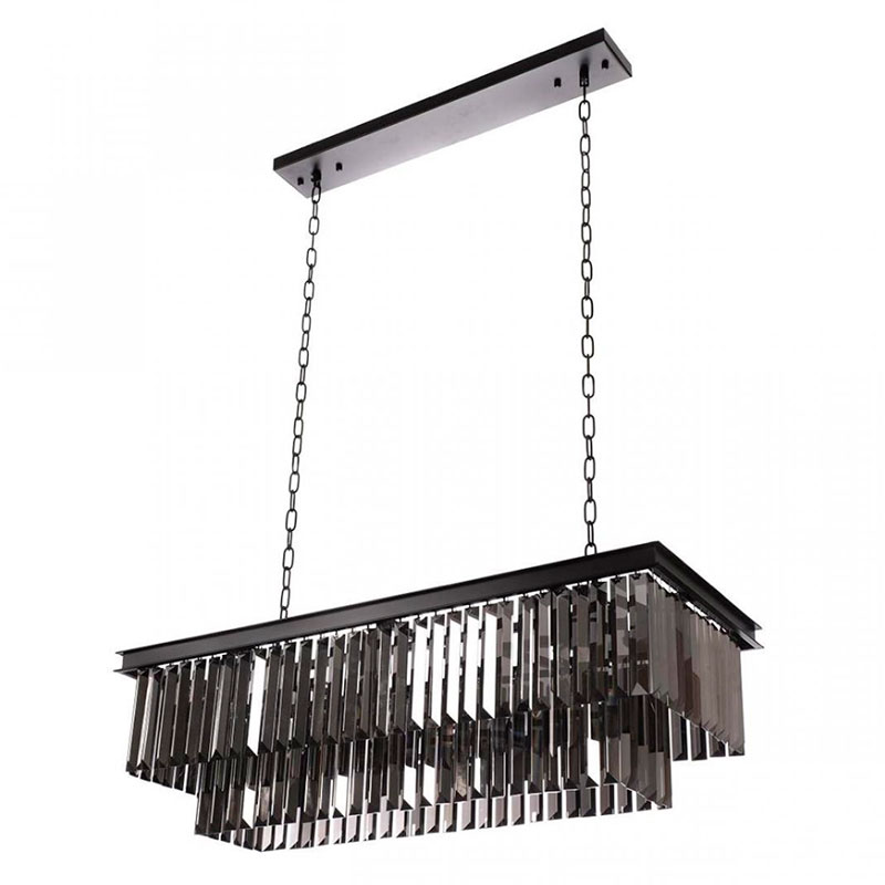 Прямоугольная Люстра RH 1920s Odeon Black iron Серое Стекло Длина 80 см Черный Серый Прямоугольная Люстра RH 1920s Odeon Black iron Серое Стекло Длина 80 см Черный Серый в Твери | Loft Concept