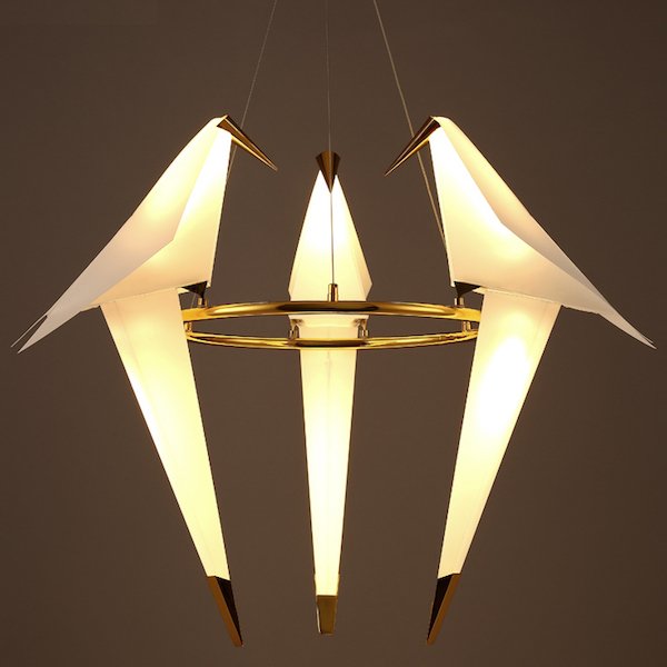 Люстра Origami Bird Chandelier 3 Бежево-серый Золотой Люстра Origami Bird Chandelier 3 Бежево-серый Золотой в Твери | Loft Concept