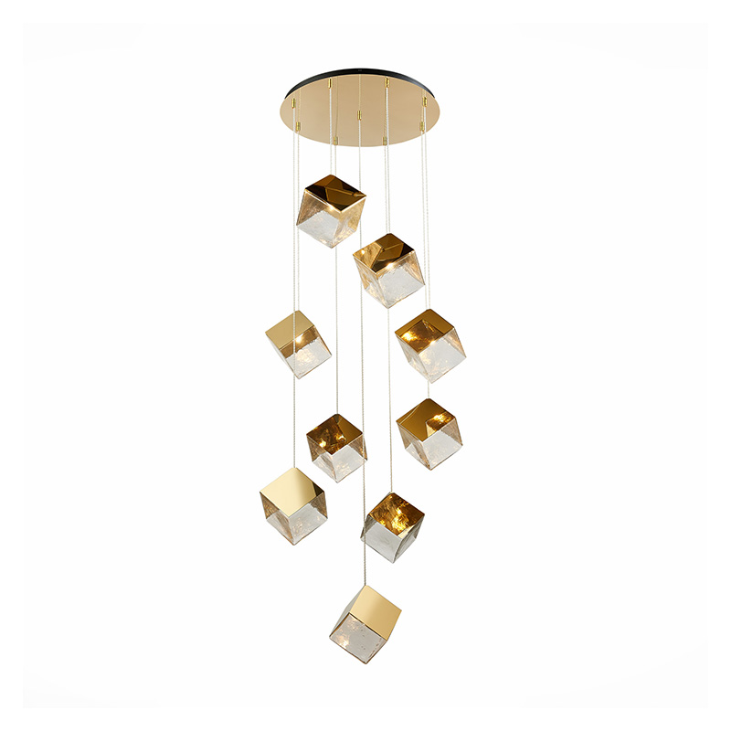 Потолочная люстра Pyrite Chandelier gold cube 9 Золотой Прозрачный Потолочная люстра Pyrite Chandelier gold cube 9 Золотой Прозрачный в Твери | Loft Concept