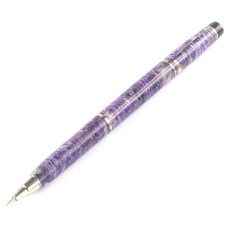 Ручка шариковая из натурального камня Чароит Stone Pens Фиолетовый Серебряный Ручка шариковая из натурального камня Чароит Stone Pens Фиолетовый Серебряный в Твери | Loft Concept