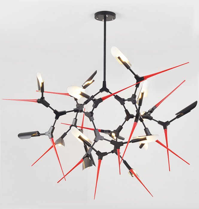 Люстра Red Spikes Chandelier 16 Черный Красный Люстра Red Spikes Chandelier 16 Черный Красный в Твери | Loft Concept
