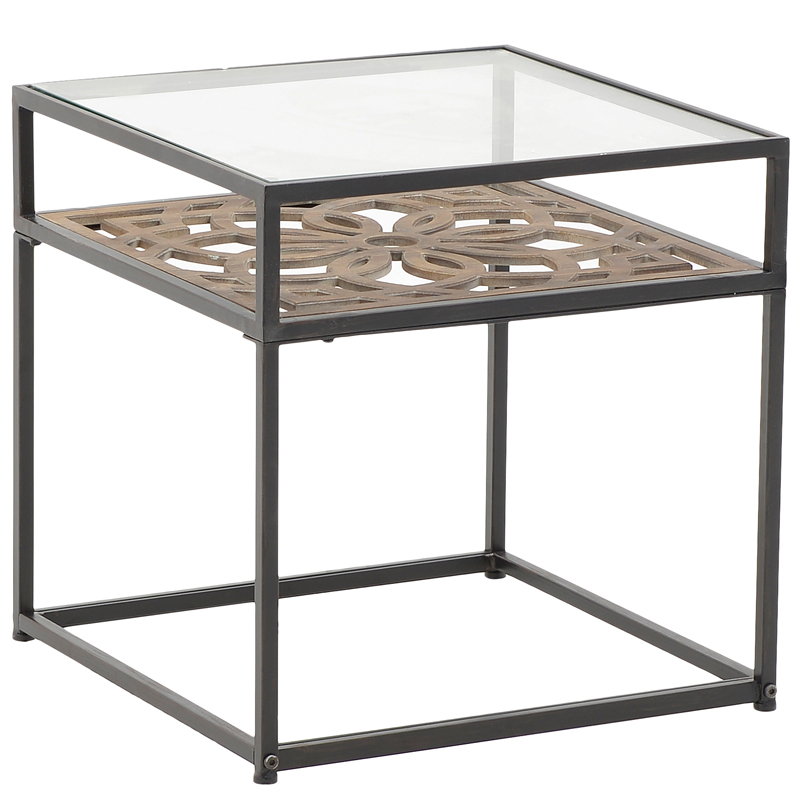 Приставной стол Provence Lace Table Древесина Черный Прозрачное Стекло в Твери | Loft Concept 