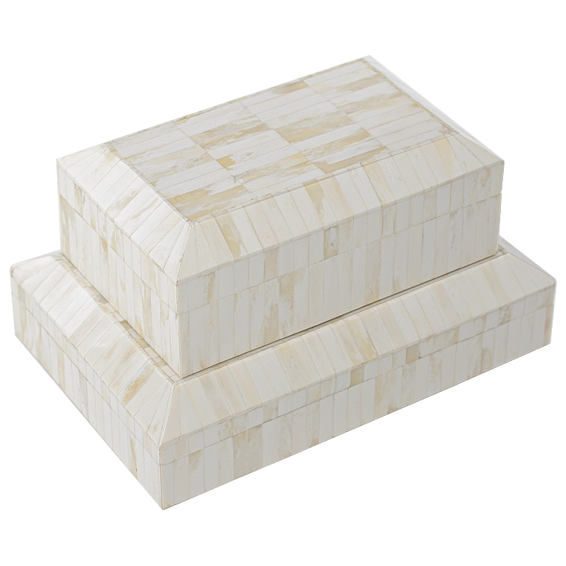 Комплект шкатулок Amadou Bone Inlay Белый ivory ( слоновая кость ) Комплект шкатулок Amadou Bone Inlay Белый ivory ( слоновая кость ) в Твери | Loft Concept
