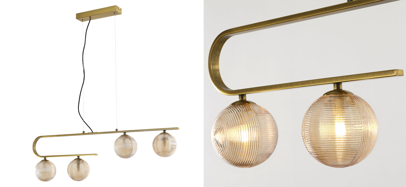 Современная люстра Perforated Glass 4 лампы Латунь - фото